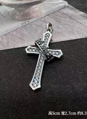 s925纯银骑士皇冠十字架吊坠