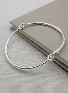 S925银手镯实心极简高级感气质