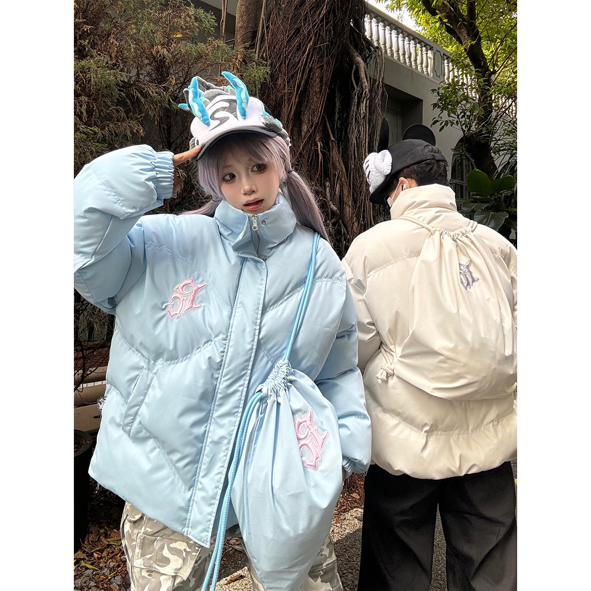 梁拌泡菜【拍棉服送书包】蓝色幽灵休闲棉服外套男女潮牌秋冬情侣,淘宝优惠券,粉丝福利购,淘宝优惠卷