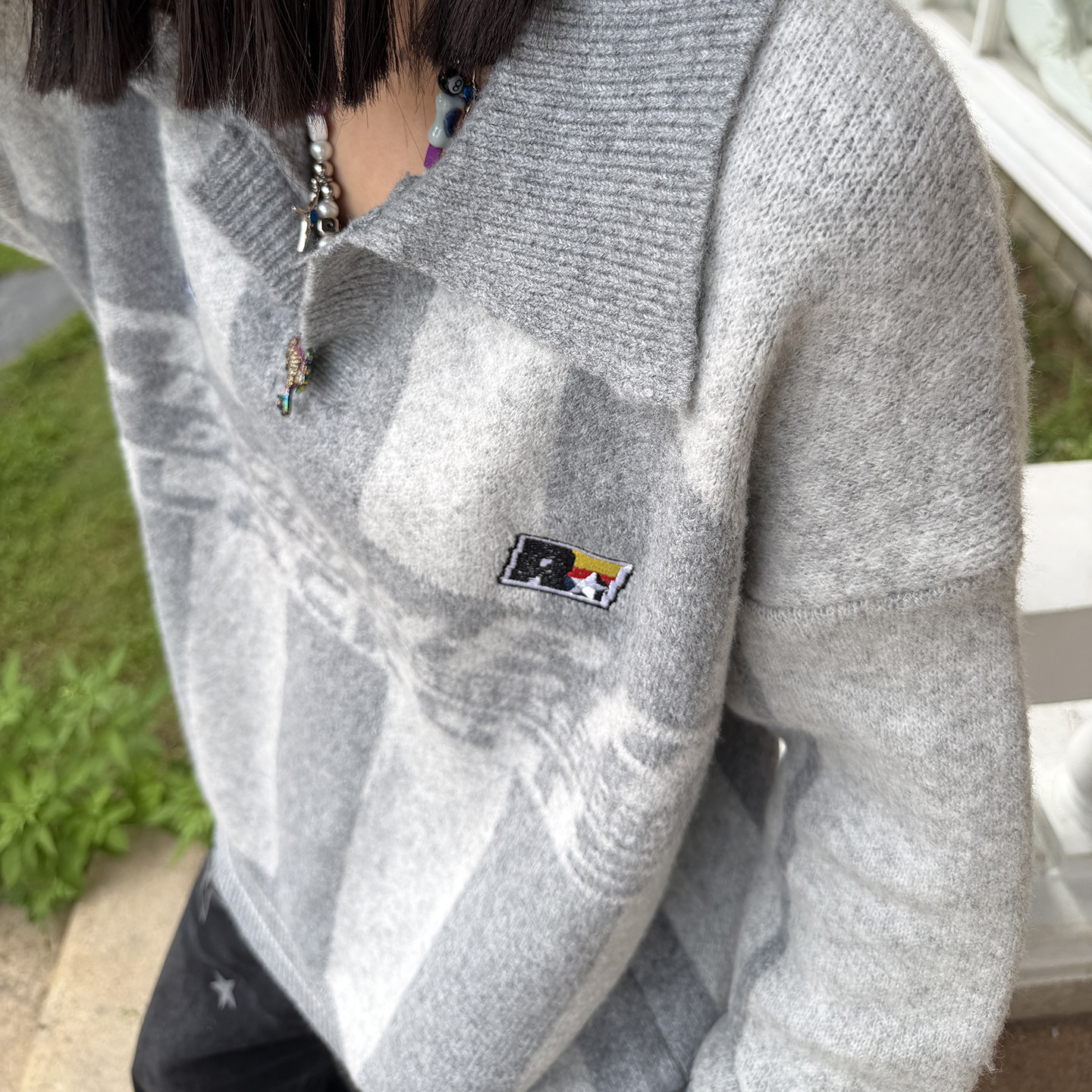 梁拌泡菜美式复古条纹翻领毛衣男女同款休闲街头百搭针织衫上衣,淘宝优惠券,粉丝福利购,淘宝优惠卷