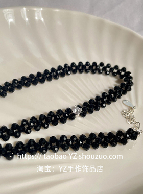 小众设计纯银皓石锁骨链黑尖晶女