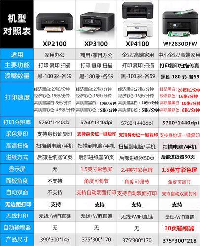 爱普生XP4100彩色喷墨连供一体机打印复印扫描无线双面学生办公 - 图1