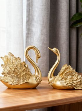 天鹅家居摆件客厅电视柜轻奢装饰工艺品新婚乔迁礼物