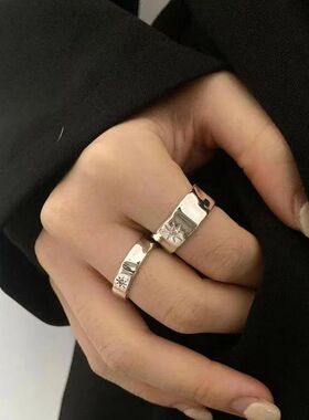 2pcs Y2K Shiny Star Opened Rings for Men Women Hiphop Star Z
