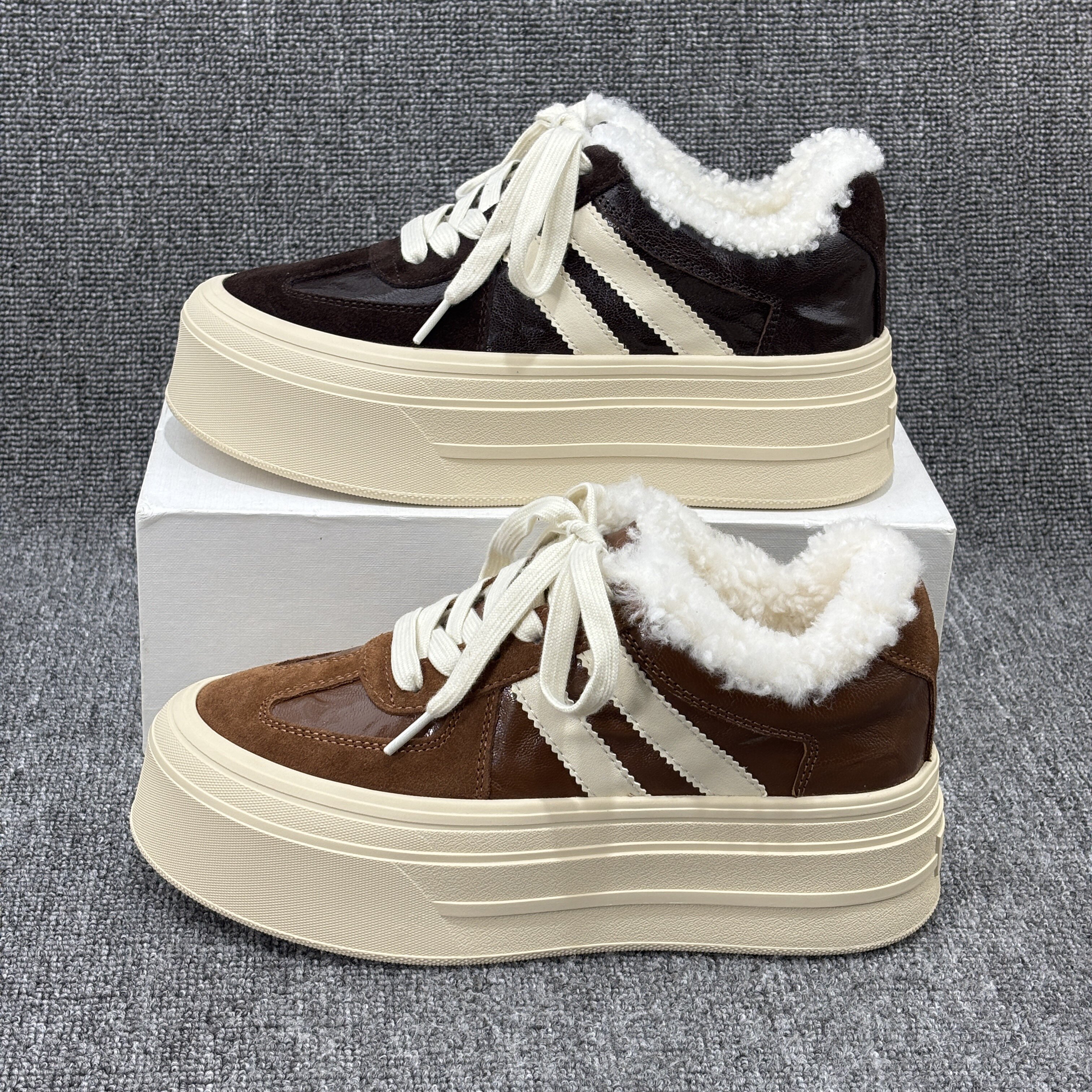 欧洲站巨好看2025新款真皮复古增高德训鞋厚底松糕休闲板鞋女欧货,淘宝优惠券,粉丝福利购,淘宝优惠卷