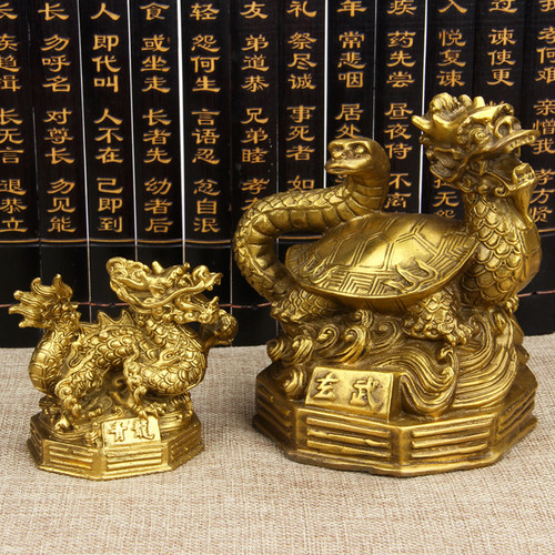 铜四神兽摆件 铜青龙白虎朱雀玄武 铜四方神摆件一套家居工艺礼品 - 图3