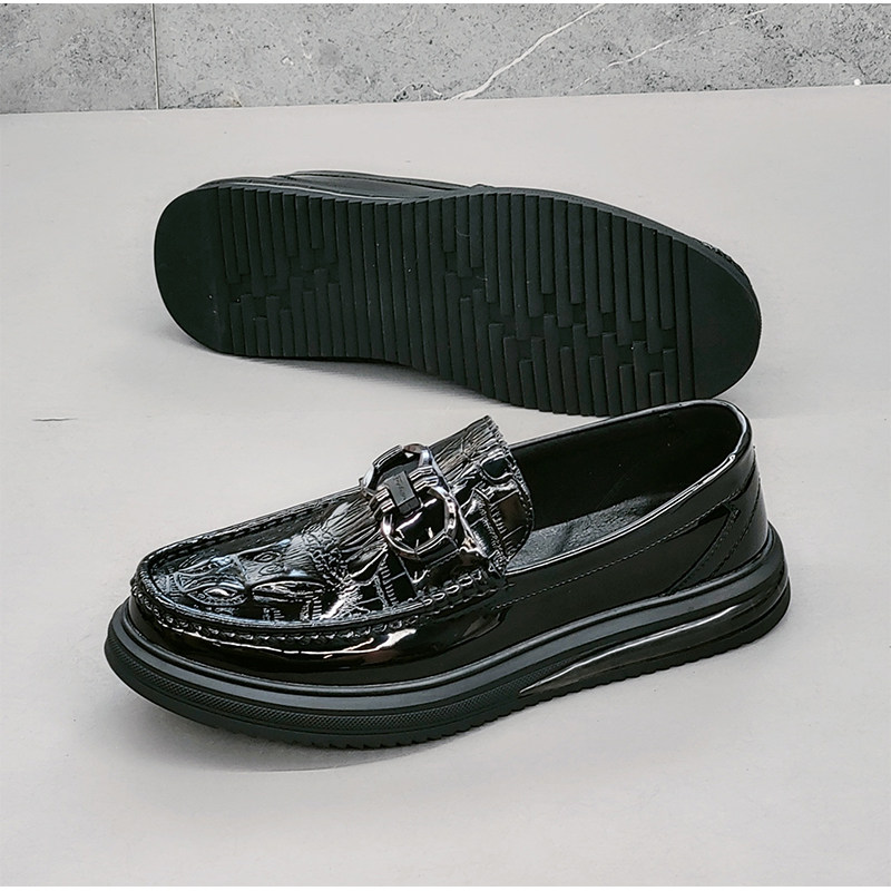 欧洲站漆皮鳄鱼纹豆豆鞋男厚底休闲皮鞋软底潮流一脚蹬真皮春秋款,淘宝优惠券,粉丝福利购,淘宝优惠卷