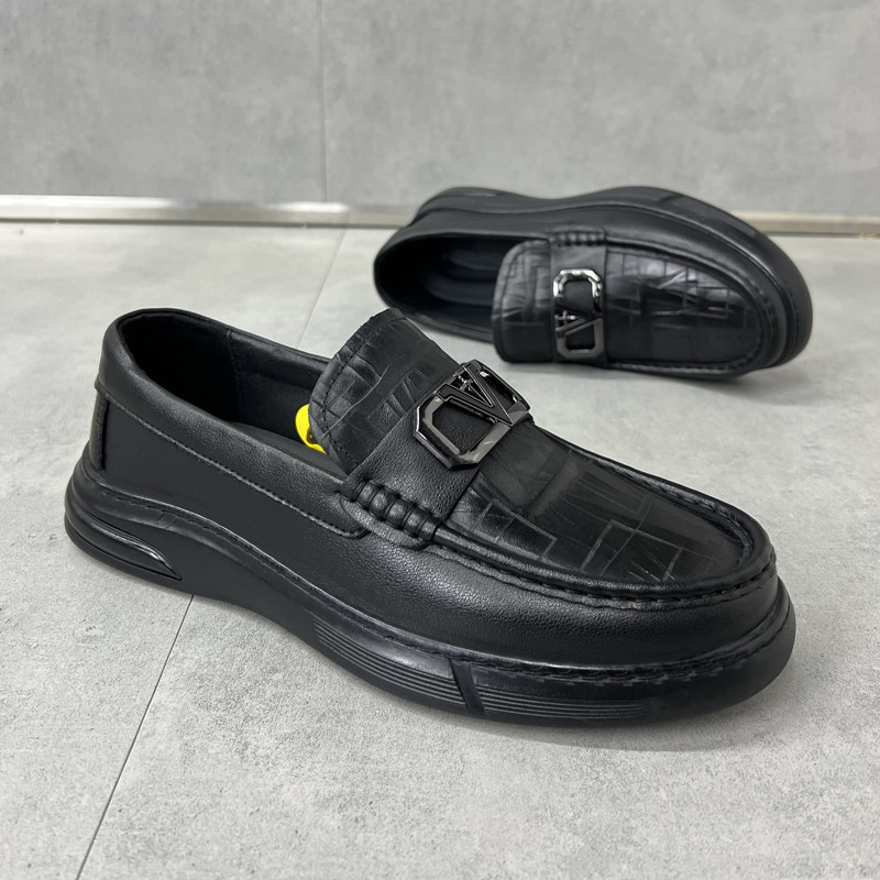 欧洲站男鞋一脚蹬真皮休闲皮鞋2025春秋新款透气软底豆豆鞋乐福鞋,淘宝优惠券,粉丝福利购,淘宝优惠卷