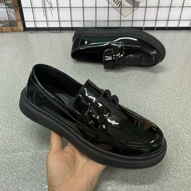 漆皮男鞋豆豆鞋男士春秋新款2025休闲皮鞋英伦镂空透气潮流乐福鞋,淘宝优惠券,粉丝福利购,淘宝优惠卷