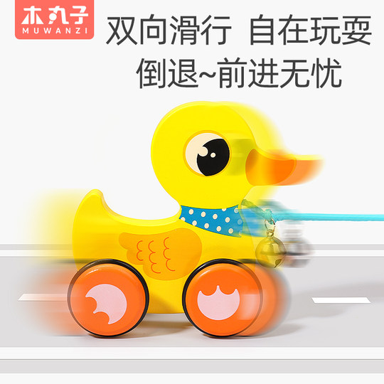 Wooden toddler pull rope toy for young children