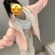 慵懒风粉色碎花拼接连帽卫衣外套女春秋新款oversize宽松拉链上衣