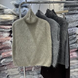 High-neck pullover brushed knitted sweater vest for women, lazy, soft-breasted, warm, high-end bottoming shirt vest 861