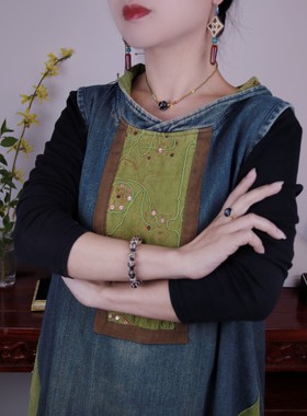 11056西亚千年寿纹天珠锁骨链女士礼品项链高级珠宝古珠收藏