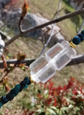 15446老水晶司南青金石古珠绿松石手链