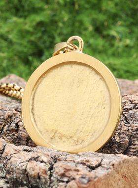 镀金阿拉圆形花纹回族吊坠