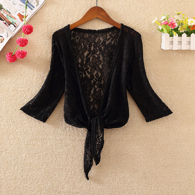 2026 ໃຫມ່ Outerwear ຂະຫນາດນ້ອຍແມ່ຍິງ Summer Cardigan Waistcoat ບາງ Jacket Lace Versatile ສັ້ນ shawl ການປົກປ້ອງແດດເທິງ