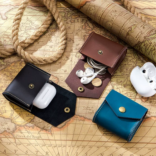 Универсальный маленький креативный кошелек, ретро наушники, сумка для техники, монеты, ключница, сумка для хранения, из натуральной кожи