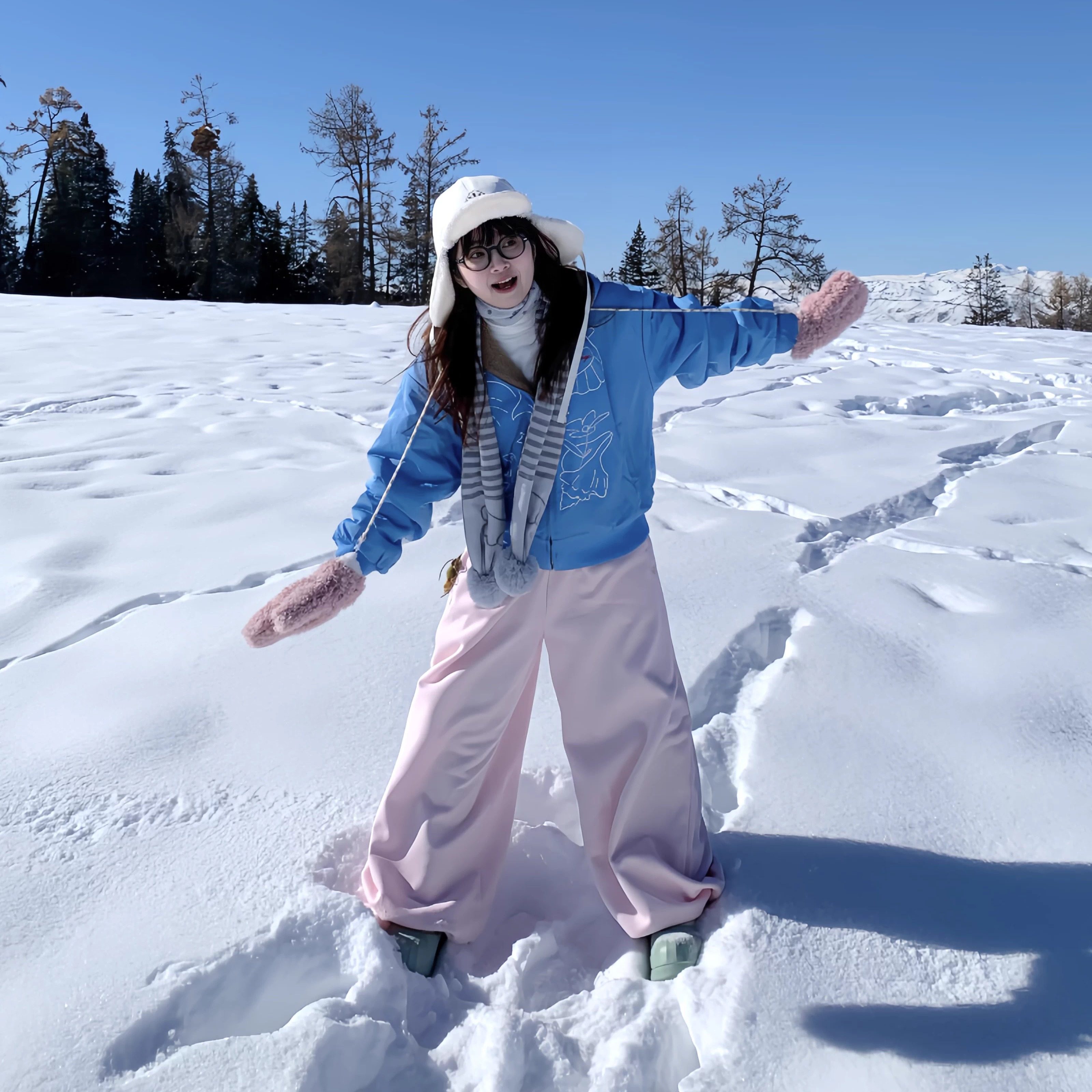 期望Studio秋冬松弛感粉色卫裤女休闲慵懒宽松裤子百搭阔腿拖地裤,淘宝优惠券,粉丝福利购,淘宝优惠卷