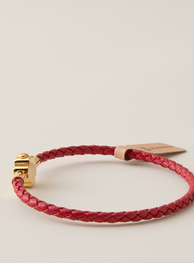 新品高档红色皮革四叶草牛皮手镯手链简约时尚按扣小众极简diy