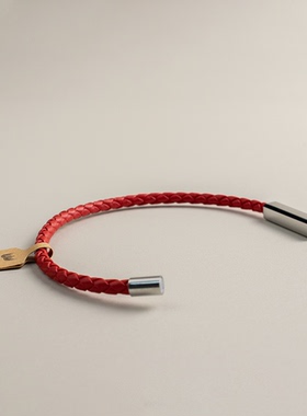 红绳真牛皮编织绳马年本命年手链男女款轻奢小众精致磁吸手链手镯