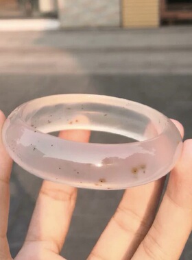 玛瑙冰种雪花棉原石送礼玉髓手镯