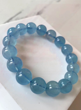 带证书保真纯天然海蓝宝手串补水美容养颜润蓝水晶手串礼物情侣
