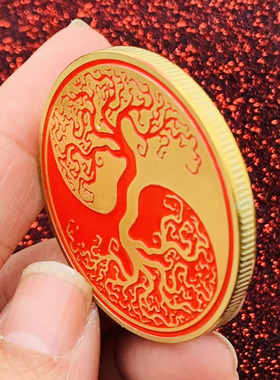 中国镀金生命树把玩纪念币镍古银币