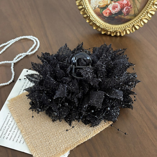 高级感大号花朵头发抓夹发夹子头饰发卡女鲨鱼夹后脑勺显发量流苏 - 图2