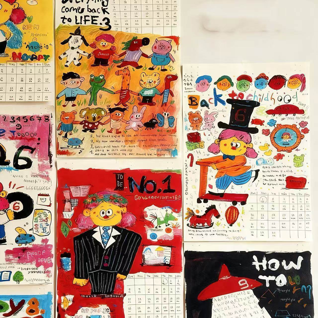 2026新款手绘涂鸦插画挂历手工日历挂画高颜值家用装饰墙挂月历,淘宝优惠券,粉丝福利购,淘宝优惠卷