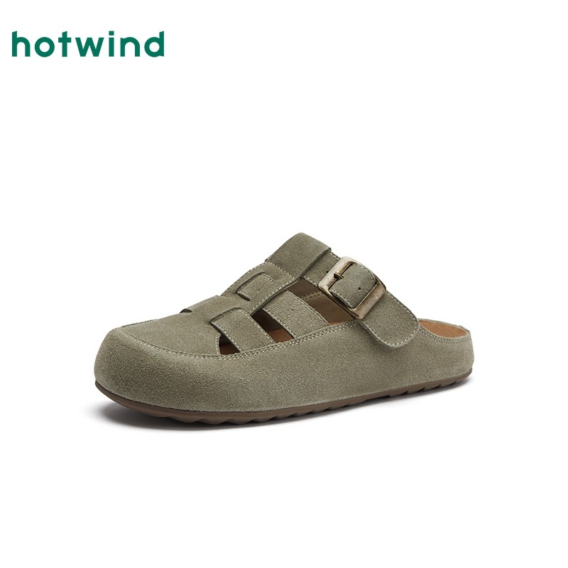 热风平底勃肯鞋女款2025年春季新款复古灰色勃肯半拖户外轻便女鞋,淘宝优惠券,粉丝福利购,淘宝优惠卷