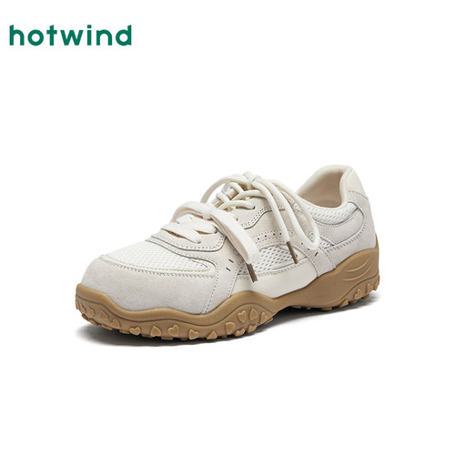 热风厚底休闲鞋女2026年春季新款银色百搭运动女鞋户外跑步鞋子 - 图0