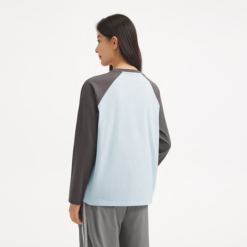 热风女士长袖T恤上衣2025年秋季新款宽松插肩长袖T学院风减龄T恤,淘宝优惠券,粉丝福利购,淘宝优惠卷