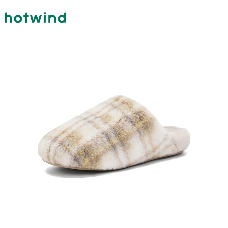 热风毛绒家居拖女2025年冬季新款经典格子毛毛鞋加绒保暖包头半拖,淘宝优惠券,粉丝福利购,淘宝优惠卷