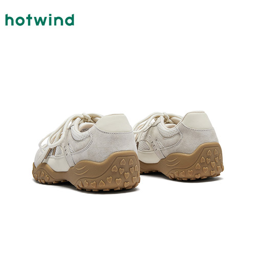 热风厚底休闲鞋女2026年春季新款银色百搭运动女鞋户外跑步鞋子 - 图2