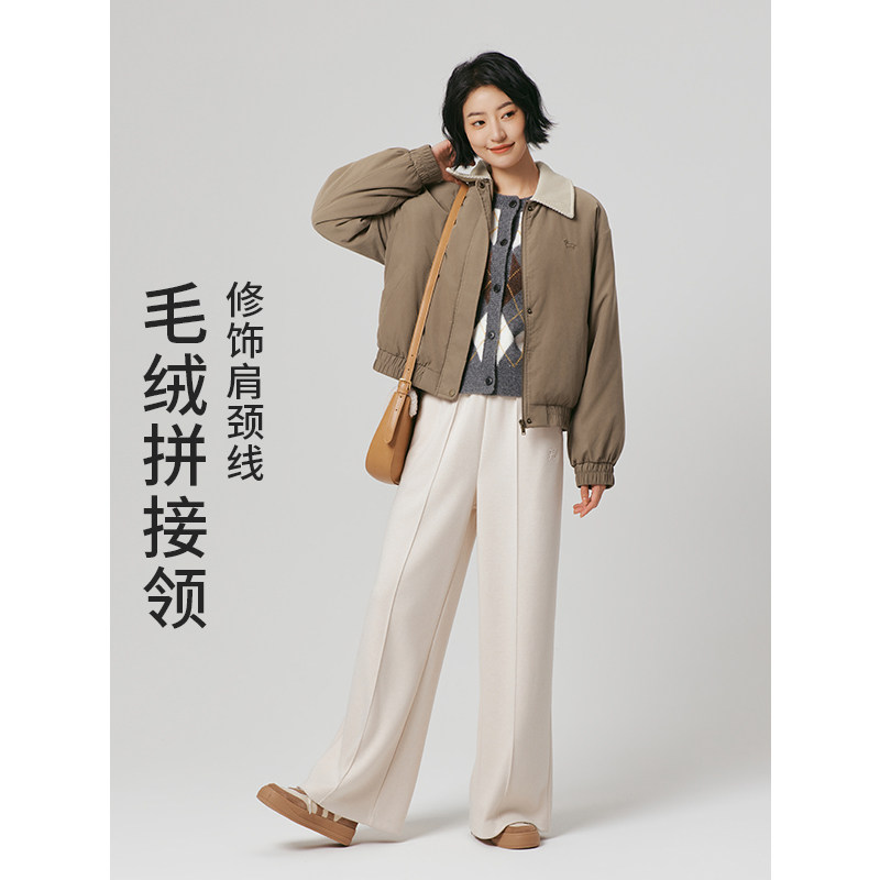 热风女士夹克外套2025年冬季新款翻领复古休闲夹克巴恩风外套上衣,淘宝优惠券,粉丝福利购,淘宝优惠卷