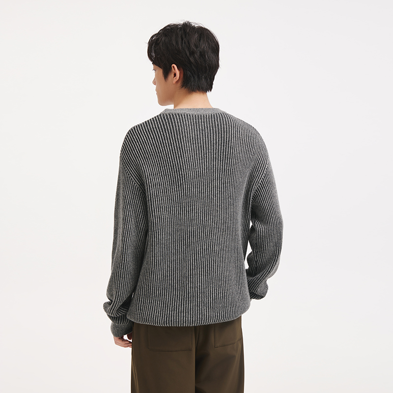 热风男士毛衣针织衫2025年冬季新款肌理针织衫含羊毛内搭打底衫 - 图0