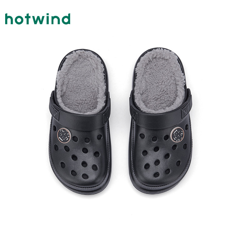 热风男鞋2025年冬季新款男士加绒保暖家居拖鞋灰色厚底包头半拖,淘宝优惠券,粉丝福利购,淘宝优惠卷