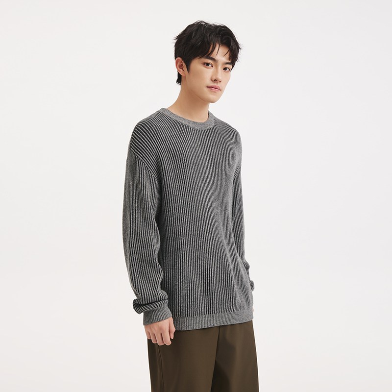 热风男士毛衣针织衫2025年冬季新款肌理针织衫含羊毛内搭打底衫 - 图2