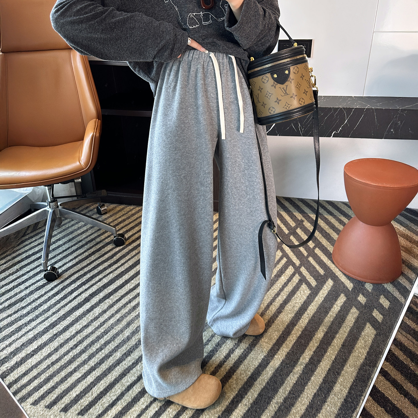 超柔baby绒！~软糯垂感阔腿休闲裤子女秋冬加绒百搭宽松直筒长裤,淘宝优惠券,粉丝福利购,淘宝优惠卷