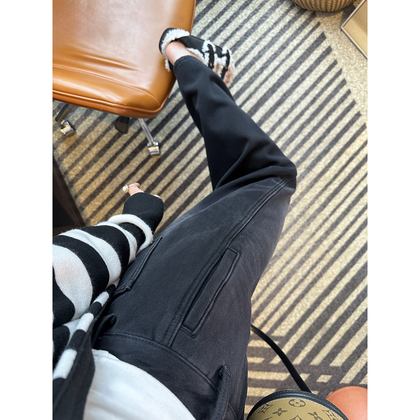 版型巨牛！~双版本黑灰色加厚绒牛仔裤女2025冬阔腿宽松直筒长裤,淘宝优惠券,粉丝福利购,淘宝优惠卷