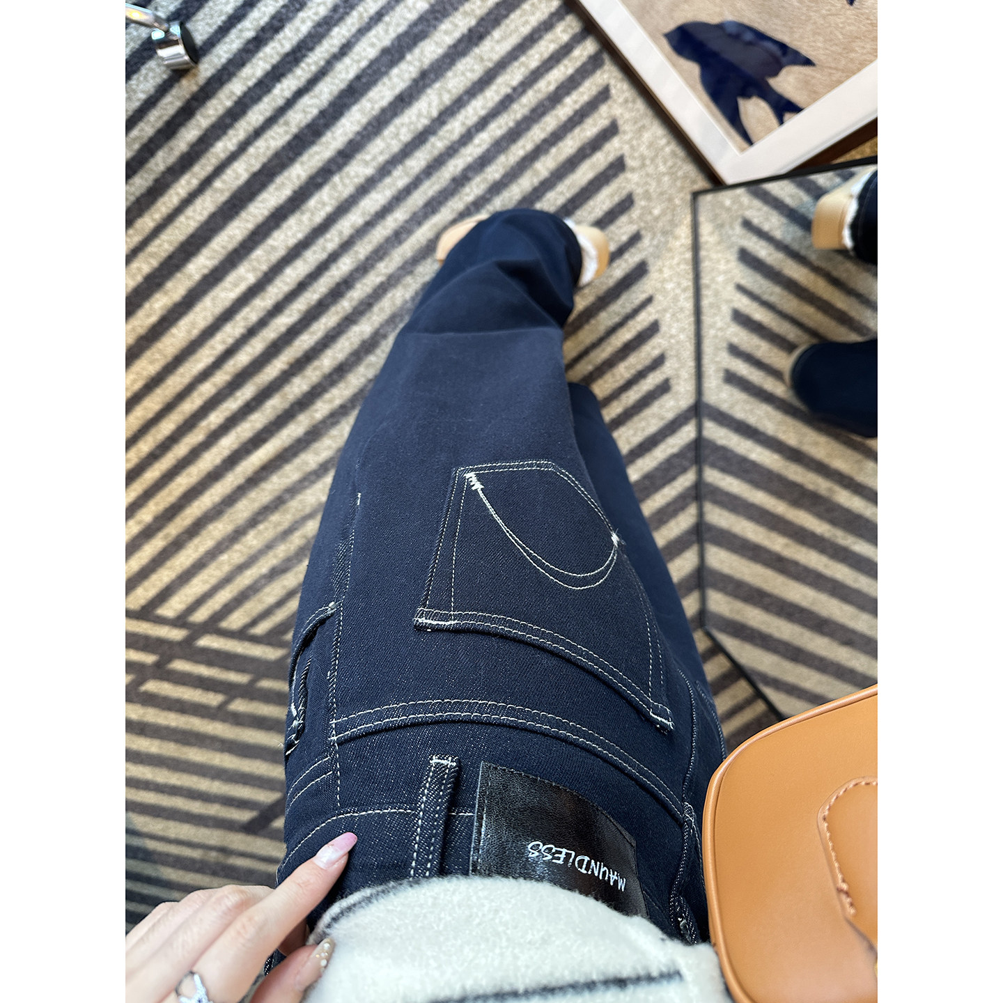 秒变三七分身材！~深色高腰植绒牛仔裤女秋冬新款宽松阔腿拖地裤,淘宝优惠券,粉丝福利购,淘宝优惠卷