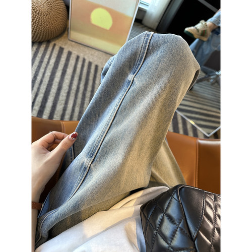 版型炒鸡好！~复古做旧弯刀牛仔裤显瘦宽松阔腿长裤子女2026新款 - 图2