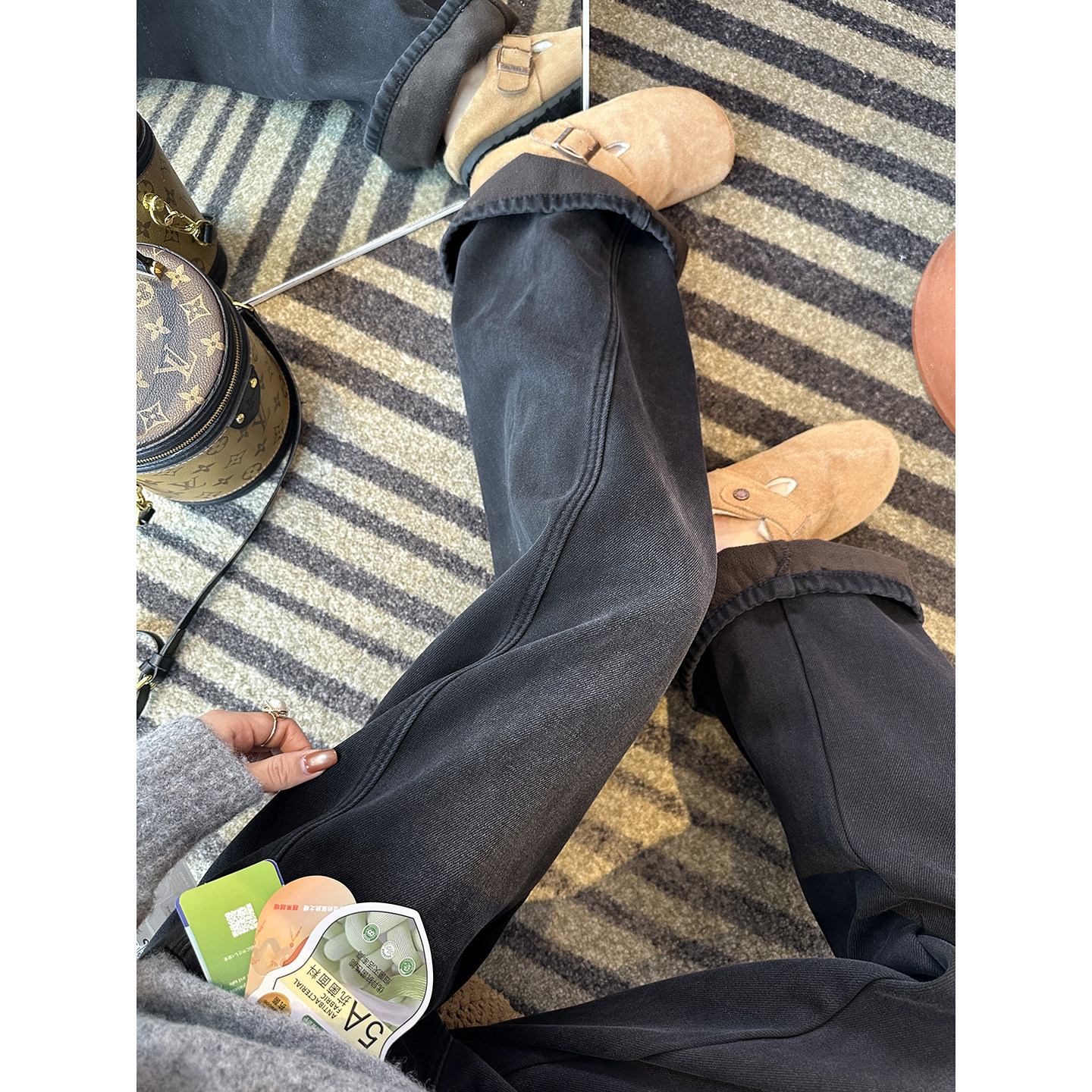 版型巨牛！~双版本黑灰色加厚绒牛仔裤女2025冬阔腿宽松直筒长裤,淘宝优惠券,粉丝福利购,淘宝优惠卷