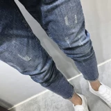 INS Workmanship Pocket Pocket Wash Blue Foot Jeans Jean's Spring и Summer New Hanxiu Social Guy Youth