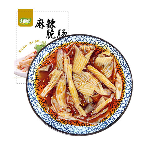 乡当优麻辣脆肠四川卤味板肠凉拌菜鸭郡把红油鸭肠头250g比鹅肠好 - 图1
