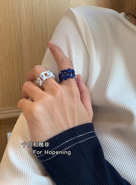 克莱因手绘滴油戒指小众