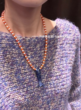 天然石小鱼串珠项链ins博主同款