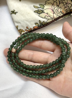 油青缅料翡翠珠串