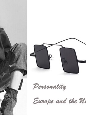 街拍小方形道具文艺太阳眼镜
