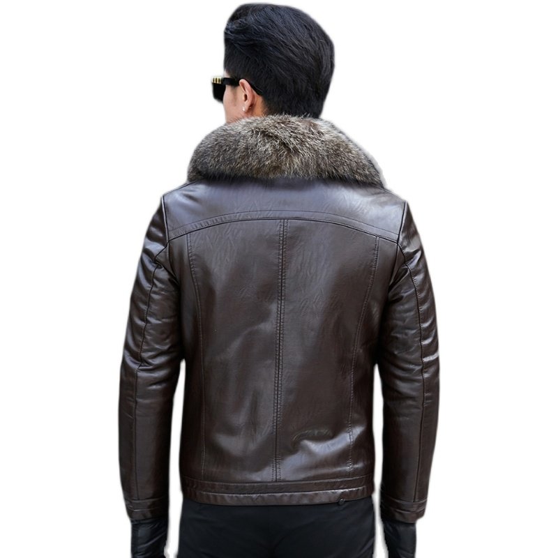 男士绵羊皮真皮皮毛一体商务短款皮夹克可拆卸大毛领潮冬装男皮衣,淘宝优惠券,粉丝福利购,淘宝优惠卷